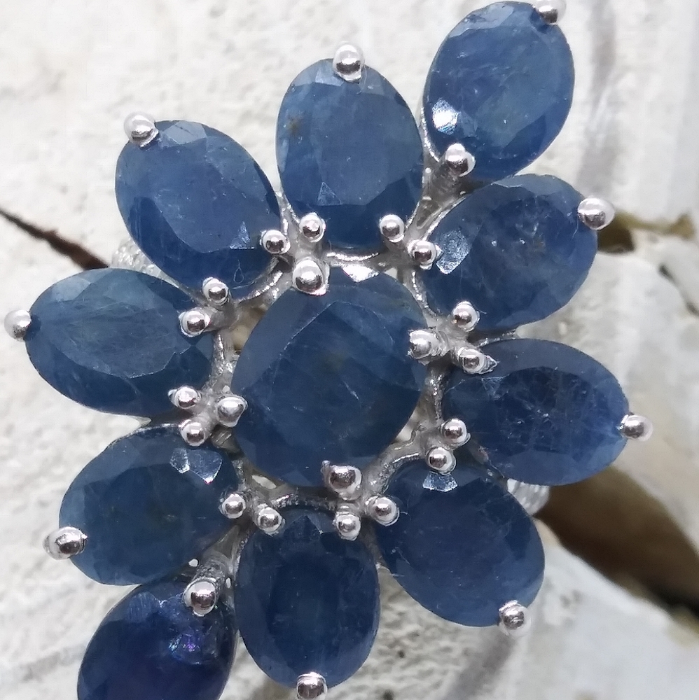 Genuine Raw Sapphire 8.45ct Cocktail Ring Sz 5 - Picture 13 of 13